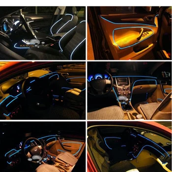 Zvukovo Aktívny EL Neon Pásy Svetlo RGB LED Interiéru Vozidla Svetlo Multicolor Telefón Bluetooth Ovládanie Atmosféru Svetlo 12V pre autá