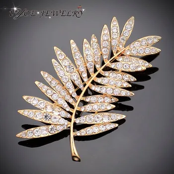 IYOE Plný Crystal Brošňa Pre Ženy Listový Tvar Drahokamu Brošňa Kolíky Zlato Strieborná Farba Módne Šatku Príslušenstvo Šperky