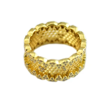 Krúžky Reálne 925 Sterling-Striebro-Šperky Honeycomb Čipky Krúžok, Shine & Jasné, CZ Módne Svadobné Prstene pre Ženy, Ženské Dary SHR006