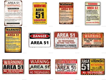 Upozornenie Area 51 Nebezpečenstvo Ošumelé Kovov Cín Prihlásiť Vintage Garáž Doska, Žehlička Maľovanie Na Stenu Dekor Dosky Retro Pub Zábavné Bar Tin Plagát