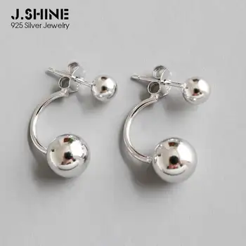 JShine Trendy 925 Sterling Silver Náušnice Dvojitý Loptu Perličiek Earings Módne Šperky Detackable Prednej a Zadnej Stud Náušnice
