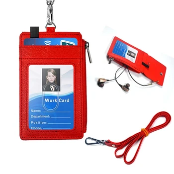 Odznak Držiak na Zips ID Držiteľa Karty Peňaženka s Krku ozdobná šnúrka na uniforme RFID Blokovanie X7YA