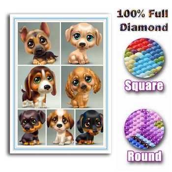 5D DIY Diamond Maľovanie Cartoon veľké oko psa Plný Diamond Výšivky drahokamu dekorácie Diamond mozaiky Cross Stitch Domova
