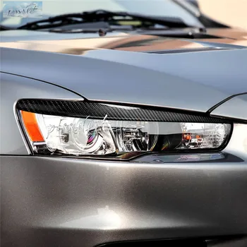 Auto Styling Príslušenstvo Uhlíkových Vlákien Svetlometu Viečka Obočie na Mitsubishi Lancer EVO Outlander Ralliart 08-14 Auto Samolepky