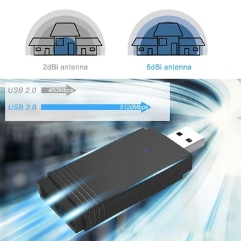 USB 3.0, Wi-fi 1200Mbps Adaptéra Dual Band 2,4 Ghz/5.8 Ghz Bluetooth 5.0/WiFi 2 v 1 Anténa Dongle MU-MIMO Adaptér pre PC, Notebooky
