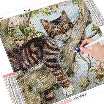 HUACAN 5D Diamond Maľovanie Mozaiky Mačka Plné Námestie Vŕtať Zvierat Diamond Výšivky Predaj Kamienkami Domáce Dekorácie Plné Zostavy