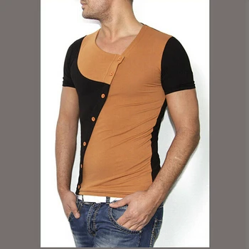 Nové Pánske Slim Fit T Tričko Krátky Rukáv Multi-tlačidlo tvaru Obyčajný Bavlna Top Veľa