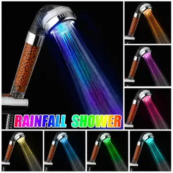 Teplota vody Kontroly Sprcha Hlavu 7Color Zmena RGB Svetlo Vysoký Tlak SPA Kúpeľňa so Sprchou Aniónové Filter Loptu na Šetrenie Vody