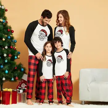 Vianočné Červená Zodpovedajúce Rodiny Teplé Oblečenie Bežné Pyžamo Sleepwear Tlač Medveď Rodinu, Mamu, Otca, Dieťa, Dieťa Nový Rok Darček Odev