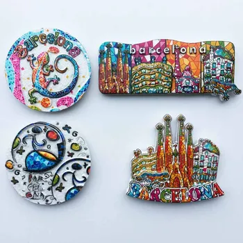 Španielsko chladnička magnet Barcelona chladnička nálepky La Sagrada Familia 3D olejomaľba magnetické nálepky domáce dekorácie