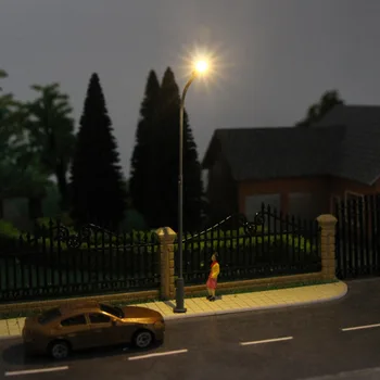 LQS08 20pcs Model Železničnej Vlakovej Lampa Post Street Lights HO Mierke 1:100 LED 3V Zadarmo Odpory NOVÉ Miniatúrne Jednu Hlavu
