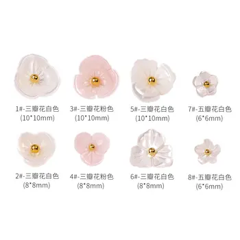 20pcs Japonský Prírodné shell Biela ružová petal flower Nail Art, Manikúra Nechty Umenie Príslušenstvo DIY na Nechty, Ozdoby na Nechty, umenie Charms