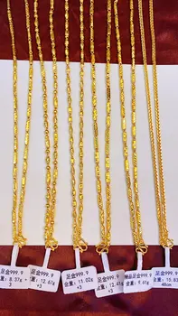 HX 24K Čistého Zlata Náhrdelník Reálne AU 999 Masívneho Zlata Reťazca Žiarivo Jednoduché Luxusnej Módnej Klasické Jemné Šperky Hot Predaj Nových 2020