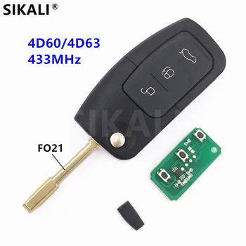 SIKALI Diaľkové Auto Kľúč pre Ford C-Max D-Max, S-Max, Mondeo Focus Fiesta Galaxy Fusion KA, 4D60 alebo 4D63 Čip, 433MHz, FO21 Čepeľ