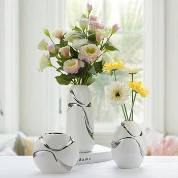 Obývacia izba dekorácie kvetinové vázy keramické tri kus moderný minimalistický štýl váza bytového zariadenia, Dekorácie