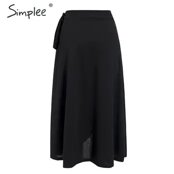 Simplee A-line ženy midi sukne motýlik rozstrapatené ženské sukne, Elegantné asymetrické bežné streetwear plus veľkosť dámy sukne