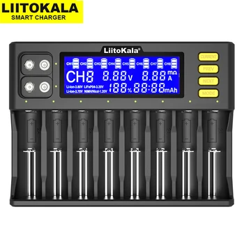 LiitoKala Lii-S8 Batérie, Nabíjačky Li-ion 3,7 V NiMH 1.2 V, Li-FePO4 3.2 V IMR 3.8 V pre Batérie 18650 26650 20700 21700 26700 AA AAA