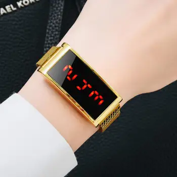 Reloj Mujer dámske Hodinky Luxusné Zlaté Dotykový Displej Hodinky Geneva LED Digitálne Oka Magnetické Hodinky Dámske Náramkové Hodiny