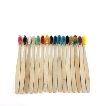 12 ks Bambusu Kefka Eko-šetrný Výrobok Vegánska Zubná Kefka Rainbow Čiernej Drevené Mäkké Vlákno Dospelých Travel Set Pre Starostlivosť o Ústnu dutinu