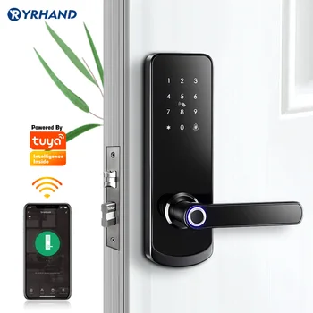 Fingerprit Elektronické zámky Dverí s APP a WIFI Smart Touch Screen Lock Digitálny Trezor Kód Blokovanie Západka Pre Domáce Hotelový Apartmán