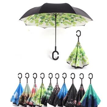 Reverzné Dáždnik Človek Obrátený Dáždnik Dáždniky C Rukoväť Vetru Ženy, Slnko a Dážď Anti UV invertido Paraguas Parapluie