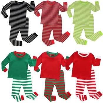 Móda Nové Deti Vianočné Sleepwear Dieťa Vianočné Pajama Nastaví Celý Rukáv Prekladané Vianočné Pyžamá pre 2-8Years Pijamas