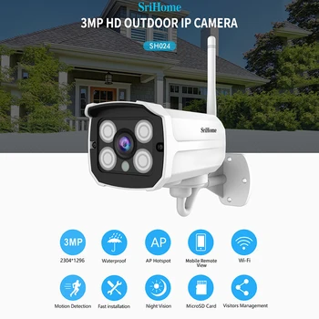 Sirhome 3MP HD IP Kamera, Detekcia Pohybu INFRAČERVENÉ Nočné Videnie Bullet Kamera H. 265 CCTV Nepremokavé Vonkajšie bezpečnostné Kamery
