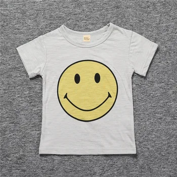 2020 Bavlna Deti T-Shirt Deti Letné Krátke Sleeve T-Košele pre Chlapcov, Dievčatá Oblečenie, Úsmev na Tvár Tlač Tričko Batoľa Topy SC034
