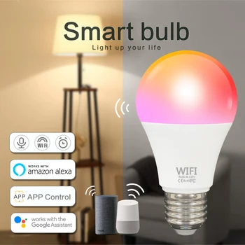 Tuya Stmievateľné 9W B22 RGB E27, WiFi, Smart Žiarovky LED Lampa App Prevádzkovať Asistent Kontroly Prebudiť Smart Lampa S Google Alexa