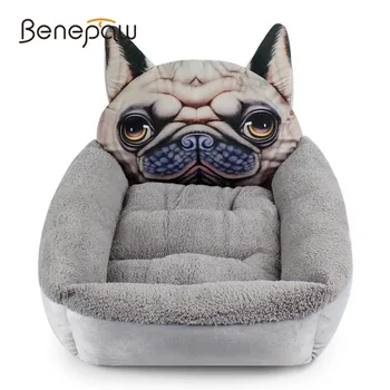 Benepaw 3D Shar Pei rozkladacia Pohovka Psa Hot Predaj Umývateľný Plyšový Pes Spí Dom Útulný Mäkké spoločenské Šteňa Posteľ Vankúš Dodávky