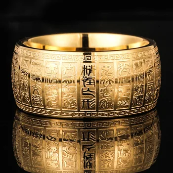 AAA Kvality Zlaté Svetlo Božie Prekliatie Symbol Krúžok z Nehrdzavejúcej Ocele Amulet List Krúžok Pre Mužov Klasické Šperky