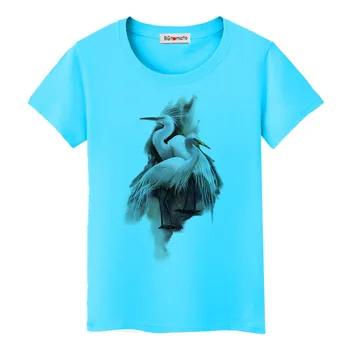 1BGtomato biely žeriav tričko cool vtákov topy legrační zviera tlače košele hot predaj nový dizajn t-shirt ženy bežné tees