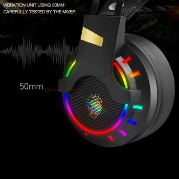 Profesionálne Káblové Herné Headset S Mikrofónom 7.1 Priestorový Zvuk Farbu RGB USB Počítača Herné Slúchadlá s možnosťou rozšírenia hlavový most
