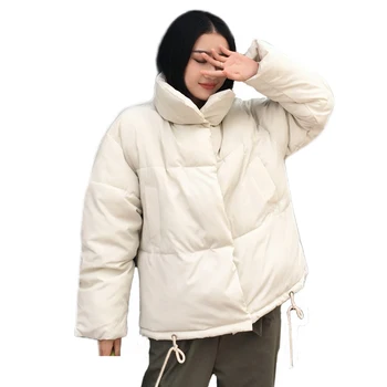 2020 zimné ženy parkas pevné bublina bunda stojan golier hrubé kórejský štýl hrubé outwear bežné coats femme giacca donna