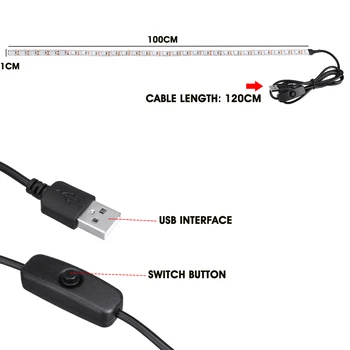 UV LED Pásy Svetla, 5V SMD 5050 50 cm/100 cm 30/60LEDs Flexibilné USB Ultrafialové Svetlo Pruhy Nepremokavé