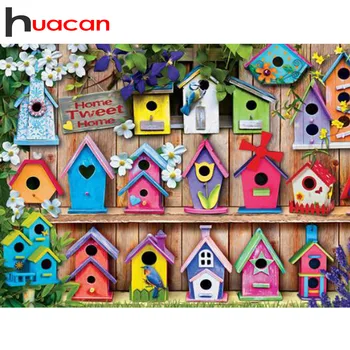 Huacan 5d Diamond Maľovanie Vtáčie Hniezdo Výzdoba Domov Mozaiky Scenérie Obraz Kamienkami Kvet Diamond Umenie