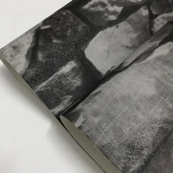 Čierna Sivá Skala Kameň Tapety Retro Vintage Realistické Rustikálny 3D Pozadie Vinyl na Stenu Papier