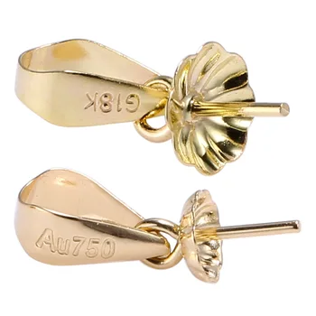 G18K žlté zlato štipku kauciu prívesok spona konektor,kvet perličiek čiapky pre KUTILOV, šperky, takže náhrdelník prívesky charms