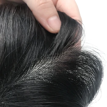 Biologické Pokožku hlavy Toupees 4 mm-6 mm PU Ľudské Vlasy Parochňa Indickej Remy Vlasy Mužov Toupee Vlna Rovné Vlasy Muži Systém Prirodzené Farby