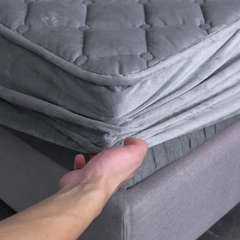 Posteľ plech Zimné crystal velvet prešívaný posteľ list teplo hrubé jeden kus non-slip Simmons matrac ochranný kryt prehoz cez posteľ