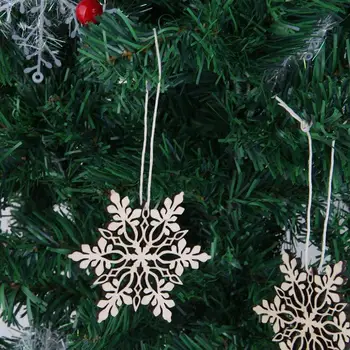 10pcs Veselé Vianoce Snowflake Vianočný Stromček Závesné Drevené Ozdoby Strany, Vianočné Dekorácie Pre Domov