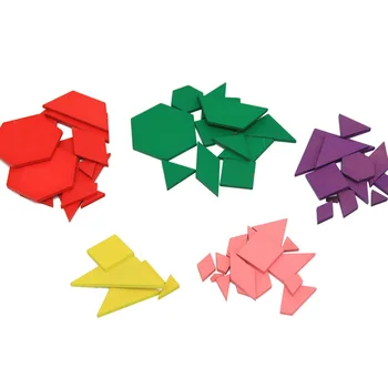 Drevené Tangram 7 Kus obrazová Skladačka Farebné Námestie IQ Hru Mozgu-Teaser Inteligentné Vzdelávacie Hračky pre Deti,