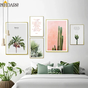 Nordická Zelená Prírodné Kaktus Wall Art Print Plátne, Plagát, Maľovanie Škandinávskych Dekoratívne Obrázky na Obývacia Izba Domova