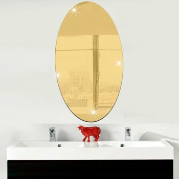 Steny Nálepka, 3D Efekt zrkadlenia Vymeniteľné Obdĺžnik, Ovál Pozadí Dekorácie pre Domov #3