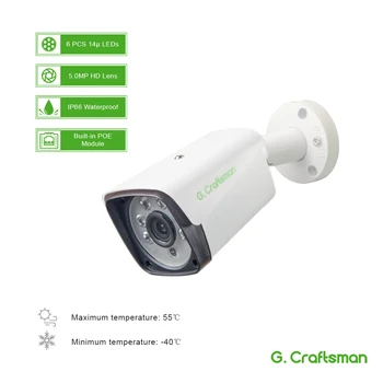 8ch 5MP POE Auta H. 265 Systém CCTV Smart Security NVR Nepremokavé Vonkajšie IP Kamery Surveillance Alarm, Video P2P G. Remeselníka