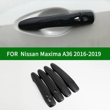 Na Nissan Maxima A36 2016-2019 dvere auta rukoväť kryt,black carbon fiber vzor kryt výbava 2017 2018