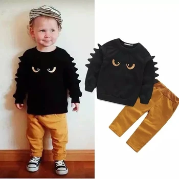 Dieťa Chlapca, Batoľa Monster Oblečenie S Dlhým Rukávom Pulóver Top+Nohavice Oblečenie Sady