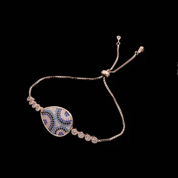Módne šperky z medi rastlina farebné mozaiky plný kameňa Kvapka vody, oválne značky lady náramok