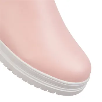 2020 Topánky Ženy Teplé Kožušiny Plyšové Stehna-vysoké Čižmy White Pink Lady Pracky Výšky Zvýšenej Platformu Dlho Nad Kolená Ploché Topánky