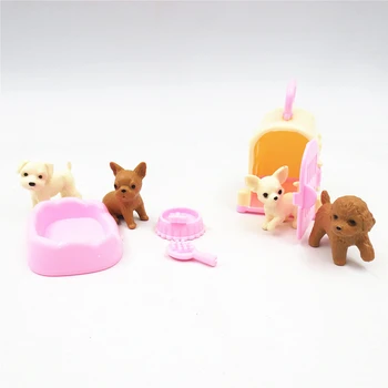 Šteňa Raj 8-dielna hračka pre psa nastaviť pre Barbie BJD FR Bábiky Oblečenie Príslušenstvo Hrať Dom dresing